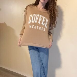 SHEIN Tan Fleece-Lined Sweatshirt
